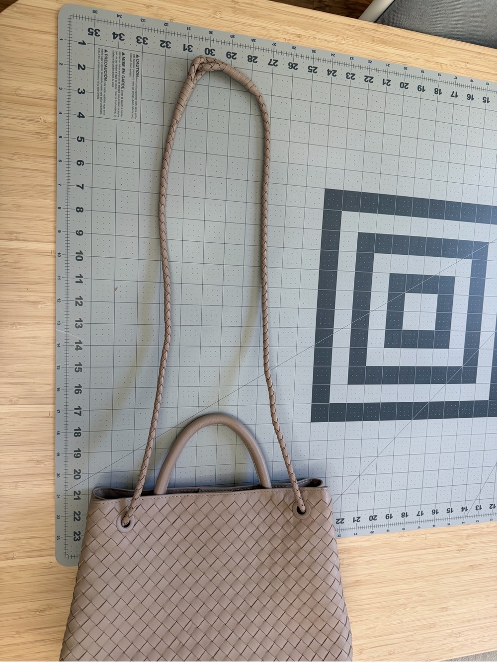 Quince Taupe Woven Leather Tote with Braided Straps - Picture 9 of 12